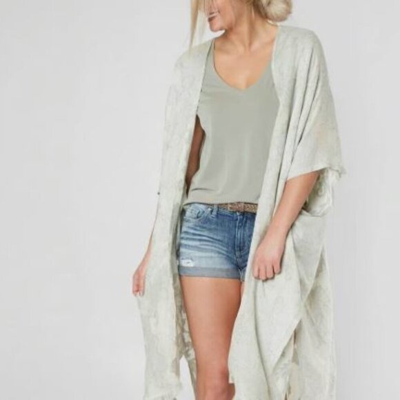 Cynthia Rowey Top Womens One Size Beige Kimono Open Front Flowy Boho Beachy - Picture 1 of 8